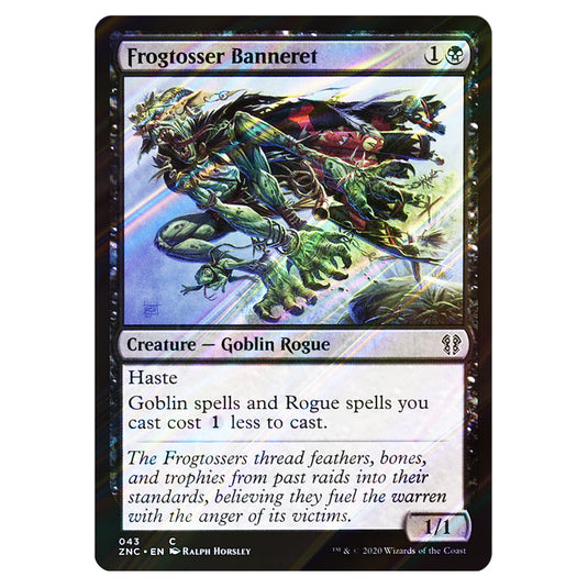 Frogtosser Banneret 043 card from the Magic The Gathering set Zendikar Rising Commander