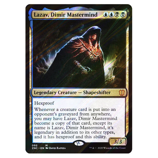 Lazav, Dimir Mastermind 092 card from the Magic The Gathering set Zendikar Rising Commander