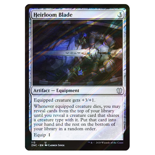 Heirloom Blade 113 card from the Magic The Gathering set Zendikar Rising Commander
