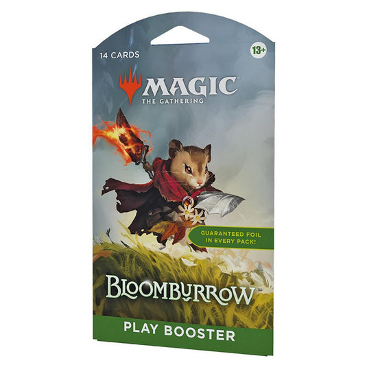Magic The Gathering Bloomburrow Sleeved Play Booster Pack angled left
