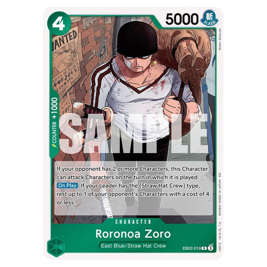 Roronoa Zoro EB02-019 card from the One Piece set Anime 25th Collection