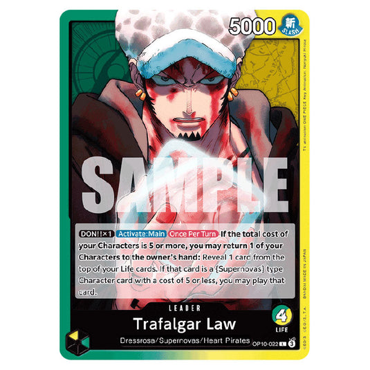 Trafalgar Law OP10-022 card from the One Piece set Royal Blood