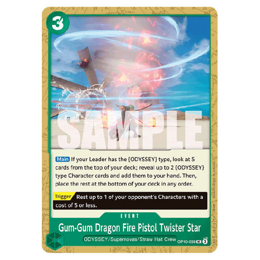 Gum-Gum Dragon Fire Pistol Twister Star OP10-039 card from the One Piece set Royal Blood