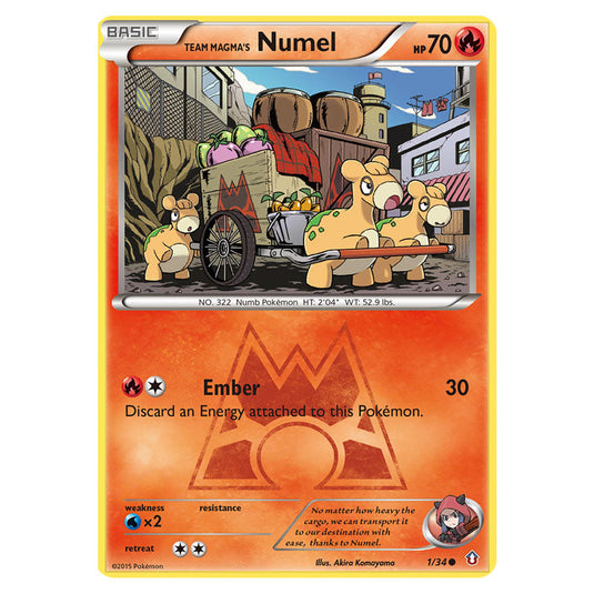 Team Magma's Numel 01 card from the Pokemon set Double Crisis