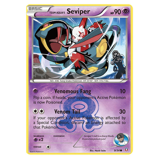 Team Aqua's Seviper 09 card from the Pokemon set Double Crisis