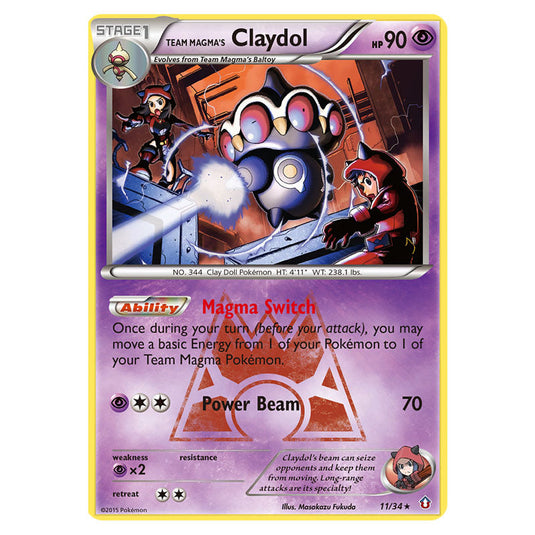 Team Magma's Claydol 11 card from the Pokemon set Double Crisis