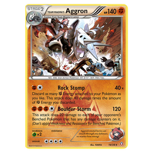 Team Magma's Aggron 14 card from the Pokemon set Double Crisis
