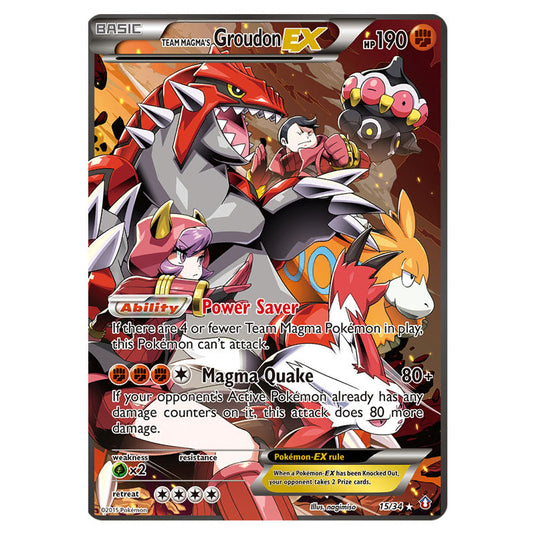 Team Magma's Groudon-EX 15 card from the Pokemon set Double Crisis