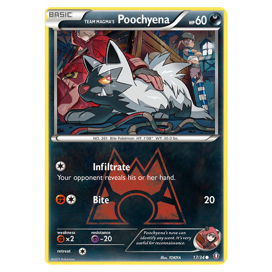 Team Magma's Poochyena 17 card from the Pokemon set Double Crisis