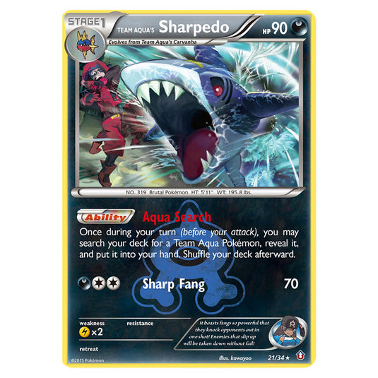 Team Aqua's Sharpedo 21 card from the Pokemon set Double Crisis