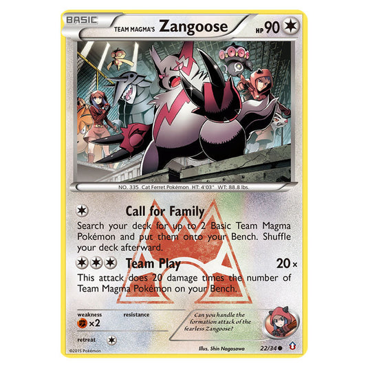Team Magma's Zangoose 22 card from the Pokemon set Double Crisis