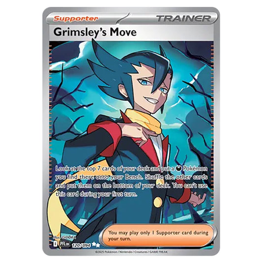 Grimsley's Move 120 card from the Pokemon set Mega Evolution - Phantasmal Flames