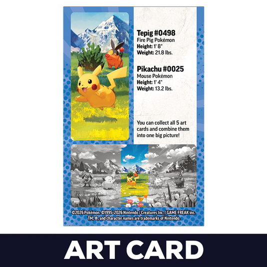 Pokemon - Mega Evolution - Ascended Heros - Mini Tin - Pikachu & Tepig - Art Card