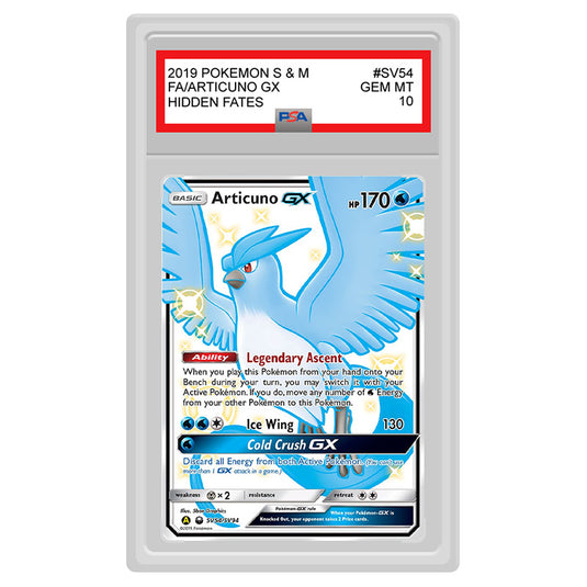 Pokemon - Sun & Moon - Hidden Fates - Articuno GX - SV54/SV94 (PSA 10 Graded Slab)