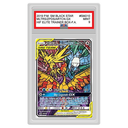 Pokemon - Sun & Moon - Black Star Promos - Moltres & Zapdos & articuno GX - SM210 (PSA 9 Graded Slab)