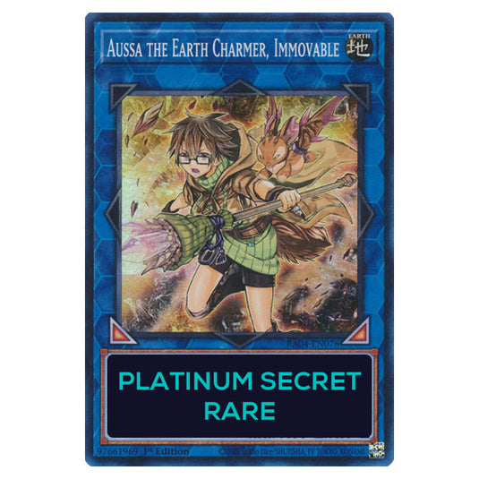 Aussa the Earth Charmer, Immovable RA04-EN078-PSR card from the Yu-Gi-Oh! set Quarter Century Stampede