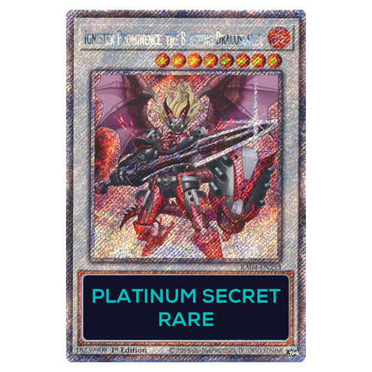 Ignister Prominence, the Blasting Dracoslayer RA04-EN253-PSR card from the Yu-Gi-Oh! set Quarter Century Stampede