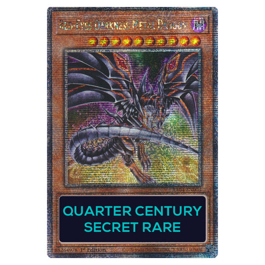 Red-Eyes Darkness Metal Dragon (Alternate Artwork) RA04-EN003-QCSR card from the Yu-Gi-Oh! set Quarter Century Stampede