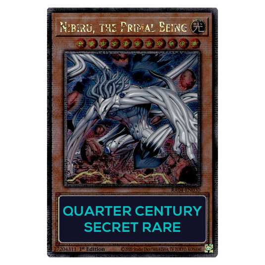 Nibiru, the Primal Being (New Artwork) RA04-EN030-QCSR card from the Yu-Gi-Oh! set Quarter Century Stampede