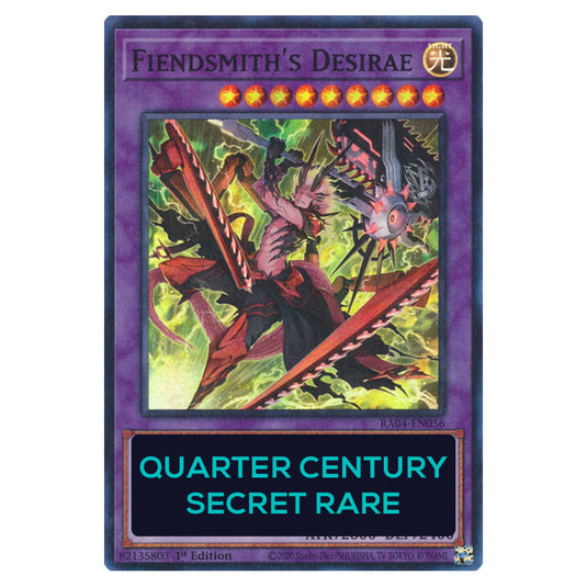 Fiendsmith's Desirae RA04-EN056-QCSR card from the Yu-Gi-Oh! set Quarter Century Stampede