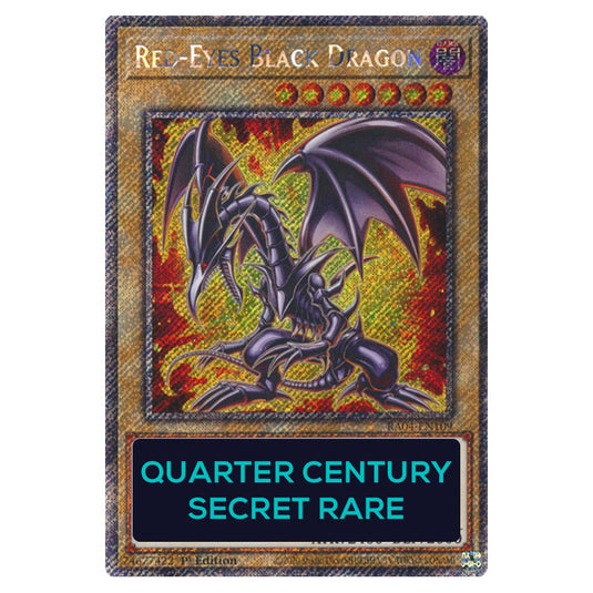 Red-Eyes Black Dragon (7th Artwork) RA04-EN109b-QCSR card from the Yu-Gi-Oh! set Quarter Century Stampede