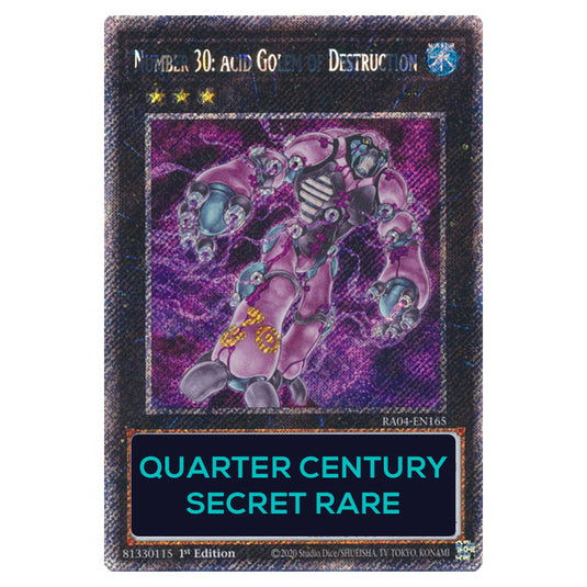 Number 30: Acid Golem of Destruction RA04-EN165-QCSR card from the Yu-Gi-Oh! set Quarter Century Stampede