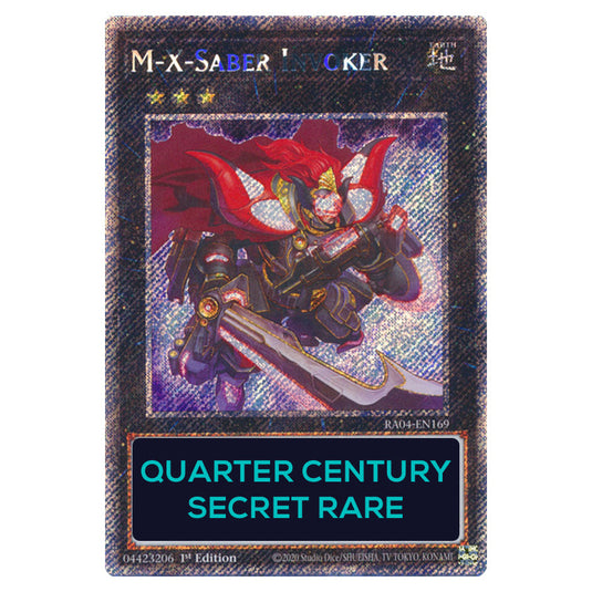 M-X-Saber Invoker RA04-EN169-QCSR card from the Yu-Gi-Oh! set Quarter Century Stampede
