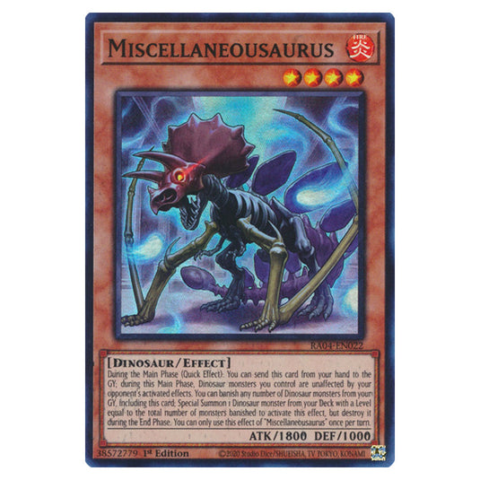 Miscellaneousaurus RA04-EN022-SR card from the Yu-Gi-Oh! set Quarter Century Stampede