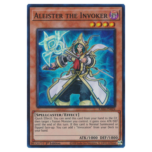 Aleister the Invoker (Alternate Artwork) RA04-EN024-SR card from the Yu-Gi-Oh! set Quarter Century Stampede
