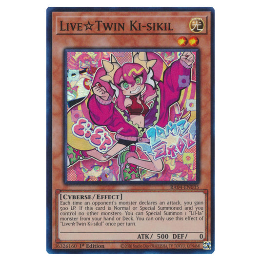 Live☆Twin Ki-sikil RA04-EN035-SR card from the Yu-Gi-Oh! set Quarter Century Stampede