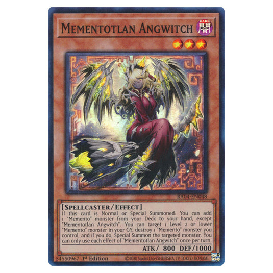 Mementotlan Angwitch RA04-EN048-SR card from the Yu-Gi-Oh! set Quarter Century Stampede