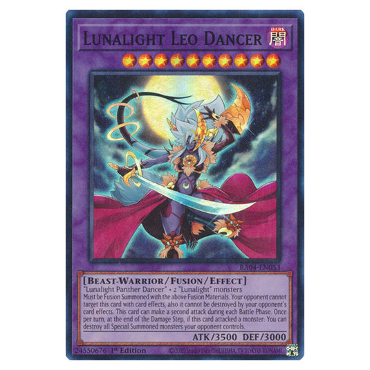 Lunalight Leo Dancer RA04-EN053-SR card from the Yu-Gi-Oh! set Quarter Century Stampede