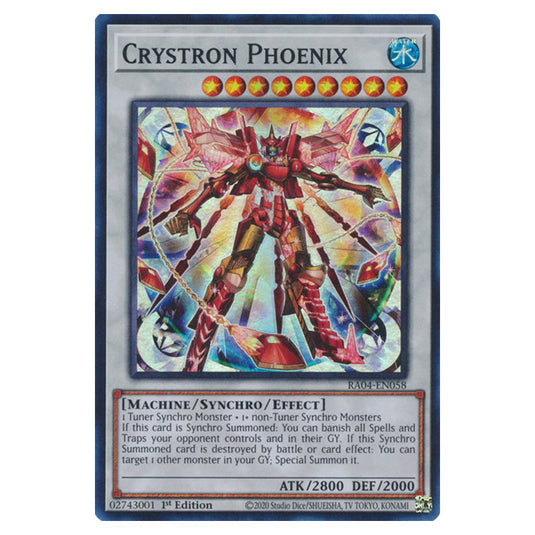 Crystron Phoenix RA04-EN058-SR card from the Yu-Gi-Oh! set Quarter Century Stampede