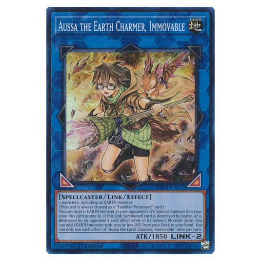Aussa the Earth Charmer, Immovable RA04-EN078-SR card from the Yu-Gi-Oh! set Quarter Century Stampede