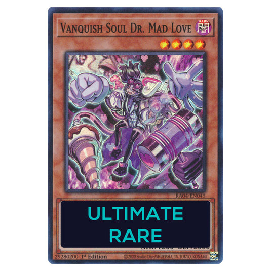 Vanquish Soul Dr. Mad Love RA04-EN045-UTR card from the Yu-Gi-Oh! set Quarter Century Stampede