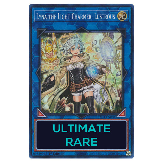 Lyna the Light Charmer, Lustrous RA04-EN081-UTR card from the Yu-Gi-Oh! set Quarter Century Stampede