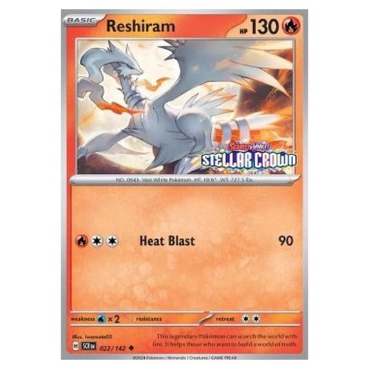 Pokemon - Scarlet & Violet - Stellar Crown - Reshiram - 022/142 (Stamped)