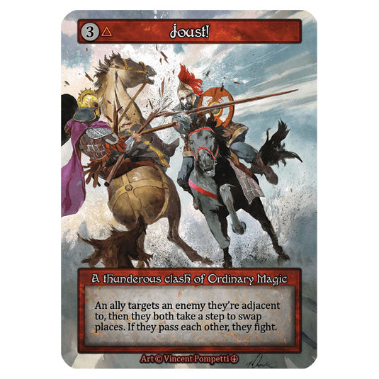 Joust! card from the Sorcery: Contested Realm set Arthurian Legends