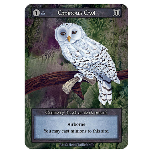 Ominous Owl card from the Sorcery: Contested Realm set Arthurian Legends