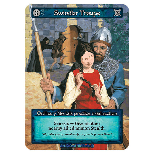 Swindler Troupe card from the Sorcery: Contested Realm set Arthurian Legends
