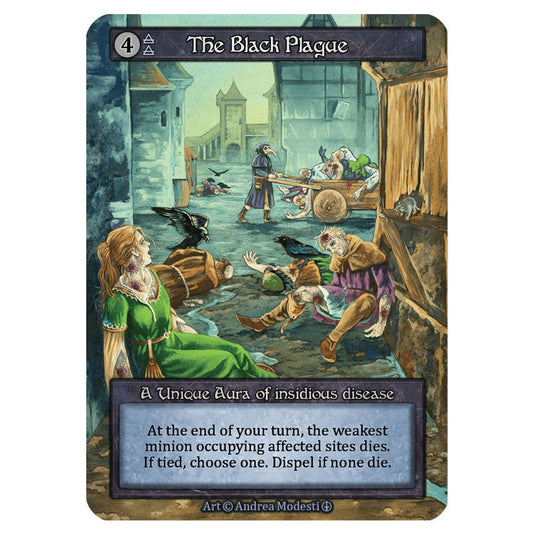 The Black Plague card from the Sorcery: Contested Realm set Arthurian Legends