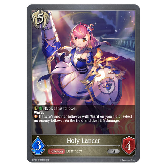 Holy Lancer BP06-P27EN card from the Shadowverse: Evolve set Paragons of the Colosseum