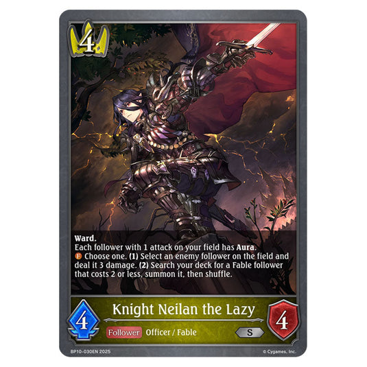 Knight Neilan the Lazy BP10-030EN card from the Shadowverse: Evolve set Gods of the Arcana