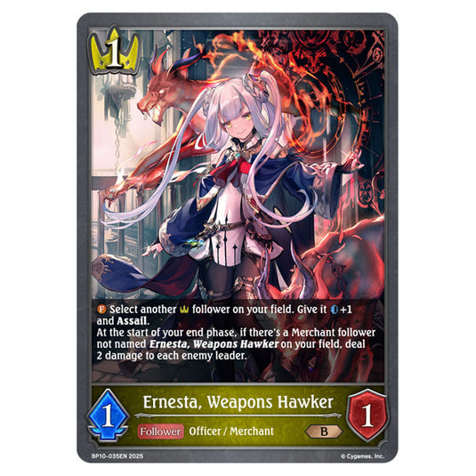 Ernesta, Weapons Hawker BP10-035EN card from the Shadowverse: Evolve set Gods of the Arcana
