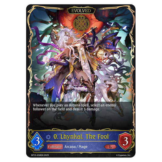 0. Lhynkal, The Fool BP10-038EN card from the Shadowverse: Evolve set Gods of the Arcana
