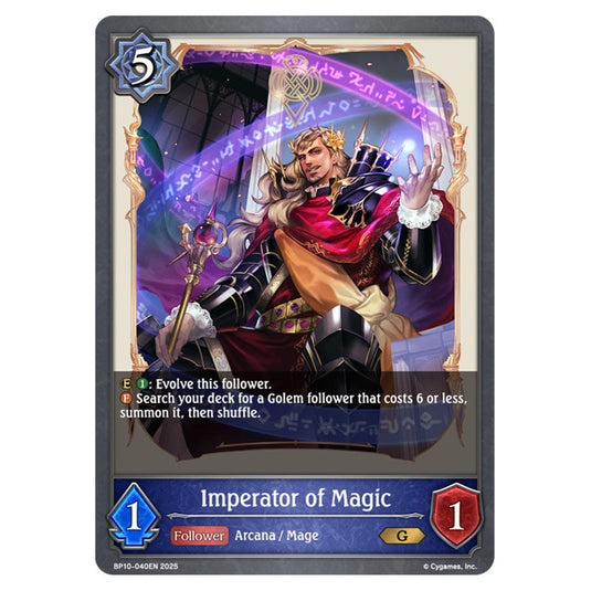 Imperator of Magic BP10-040EN card from the Shadowverse: Evolve set Gods of the Arcana