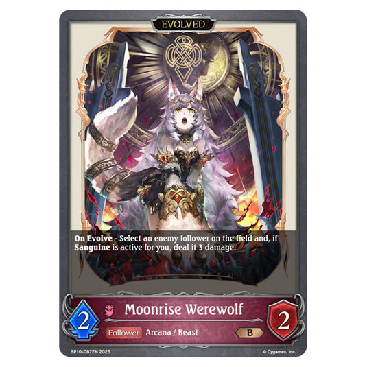 Moonrise Werewolf BP10-087EN card from the Shadowverse: Evolve set Gods of the Arcana