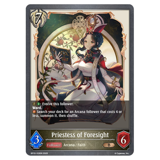 Priestess of Foresight BP10-103EN card from the Shadowverse: Evolve set Gods of the Arcana