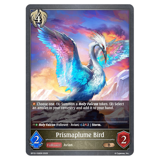 Prismaplume Bird BP10-106EN card from the Shadowverse: Evolve set Gods of the Arcana