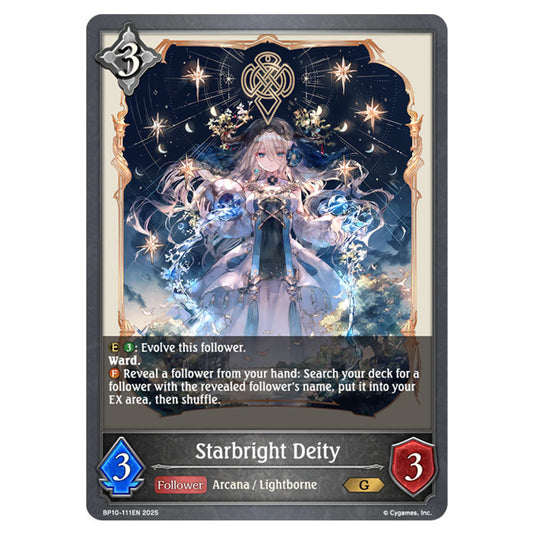 Starbright Deity BP10-111EN card from the Shadowverse: Evolve set Gods of the Arcana
